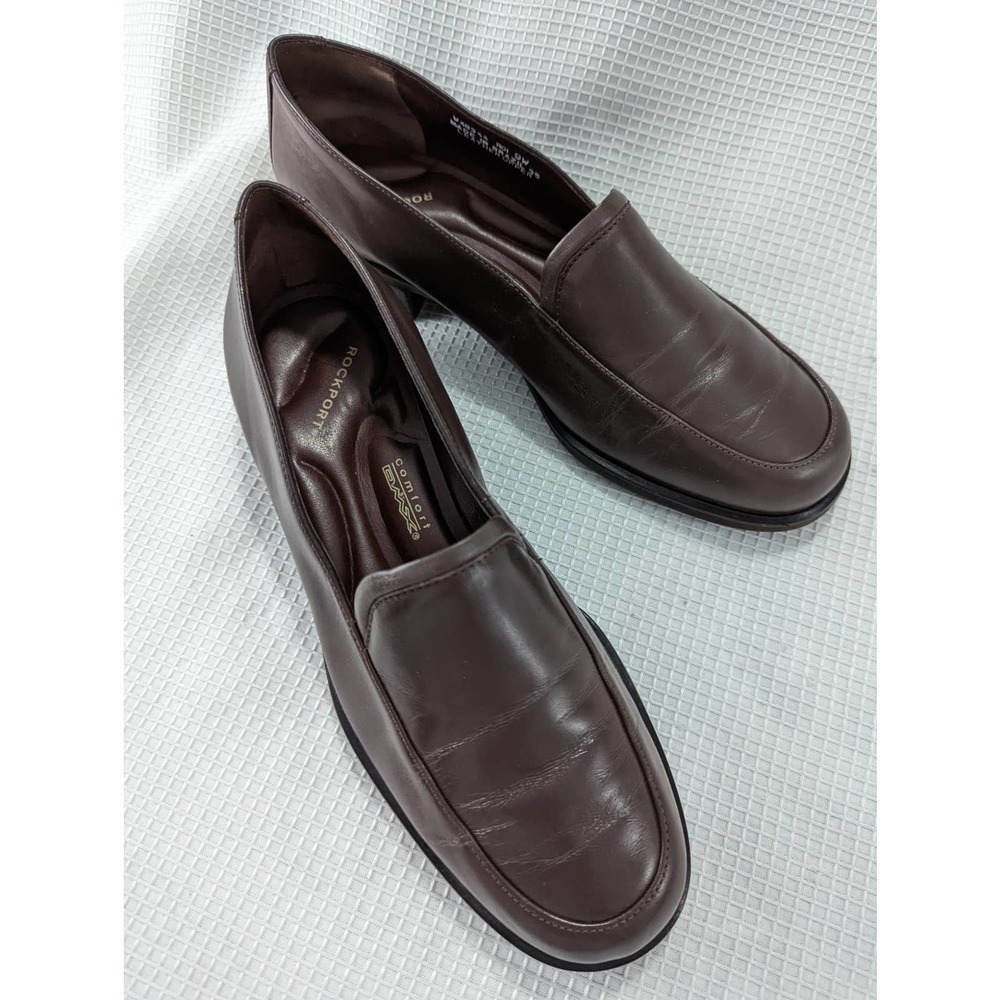 NWOT! ROCKPORT! BROWN LEATHER LOAFERS! ULTRA COMFORT PADDED! SZ 9 Wide